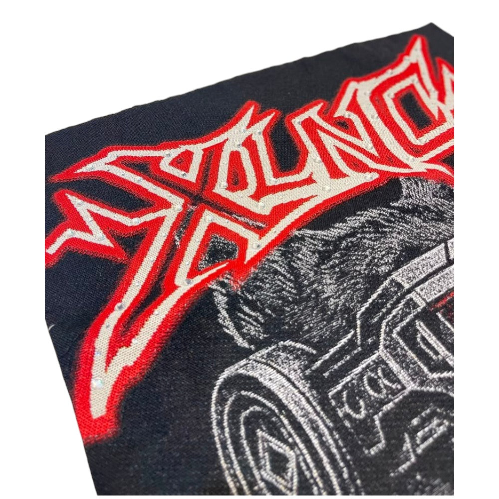 Men Black "Excellence" French Terry Cropped Tee W/Tapestry+Stones