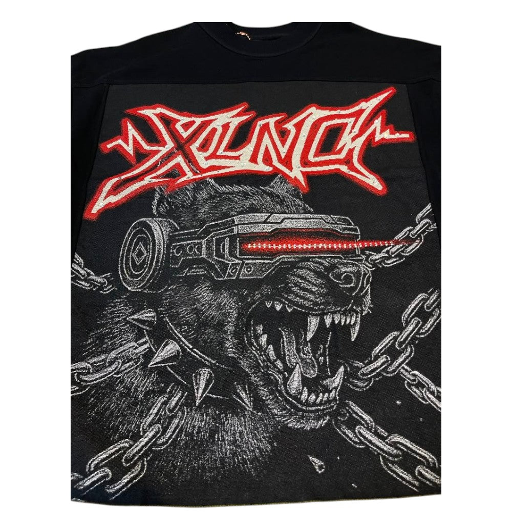 Men Black "Excellence" French Terry Cropped Tee W/Tapestry+Stones