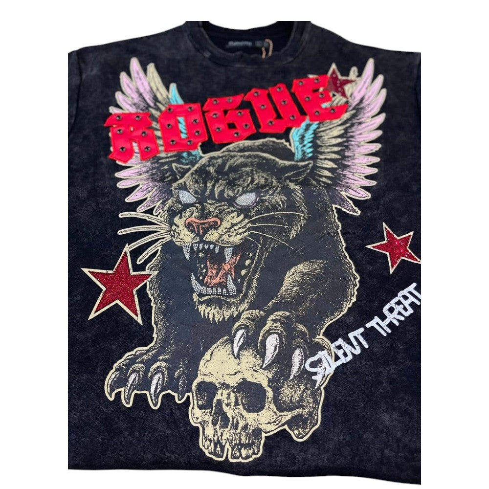 Men "Rogue" French Terry Crop Tee W/ RhineStone
