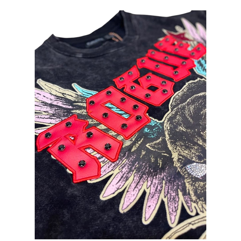 Men "Rogue" French Terry Crop Tee W/ RhineStone
