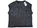 Black saint muscle sleeveless crop french terry  t shirt
