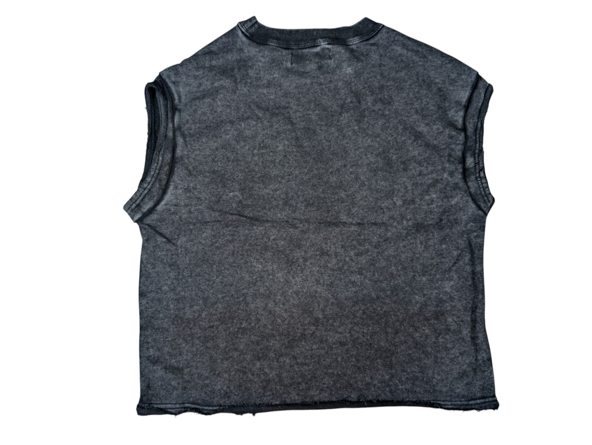 Black saint muscle sleeveless crop french terry  t shirt