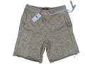 Men "Tattoo" Style Acid Wash French Terry Shorts W/Rhinestone