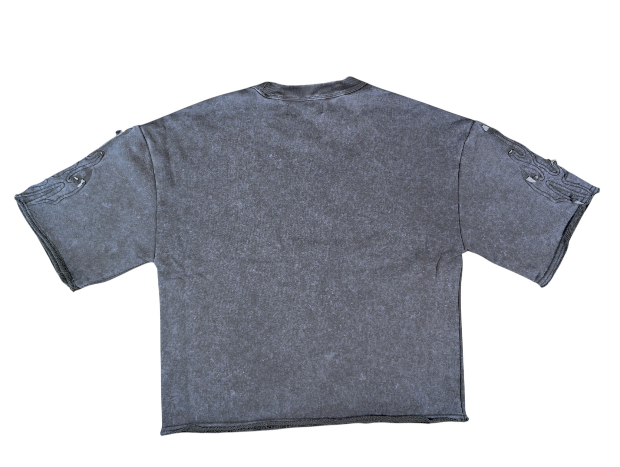 Men "Tattoo" Style Acid Wash French Terry Tee W/Rhinestone