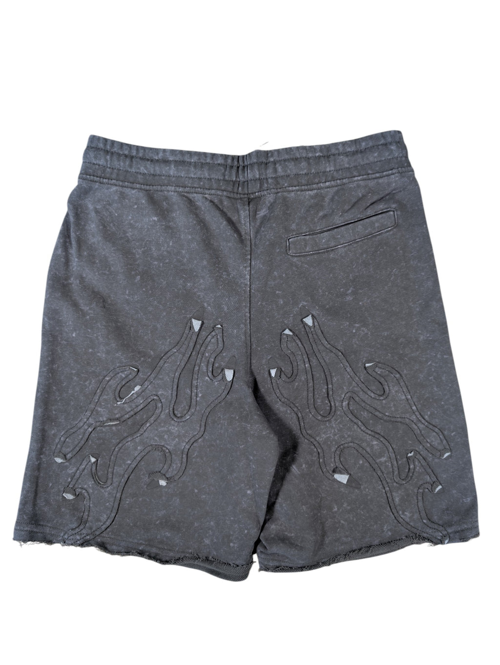 Men "Tattoo" Style Acid Wash French Terry Shorts W/Rhinestone