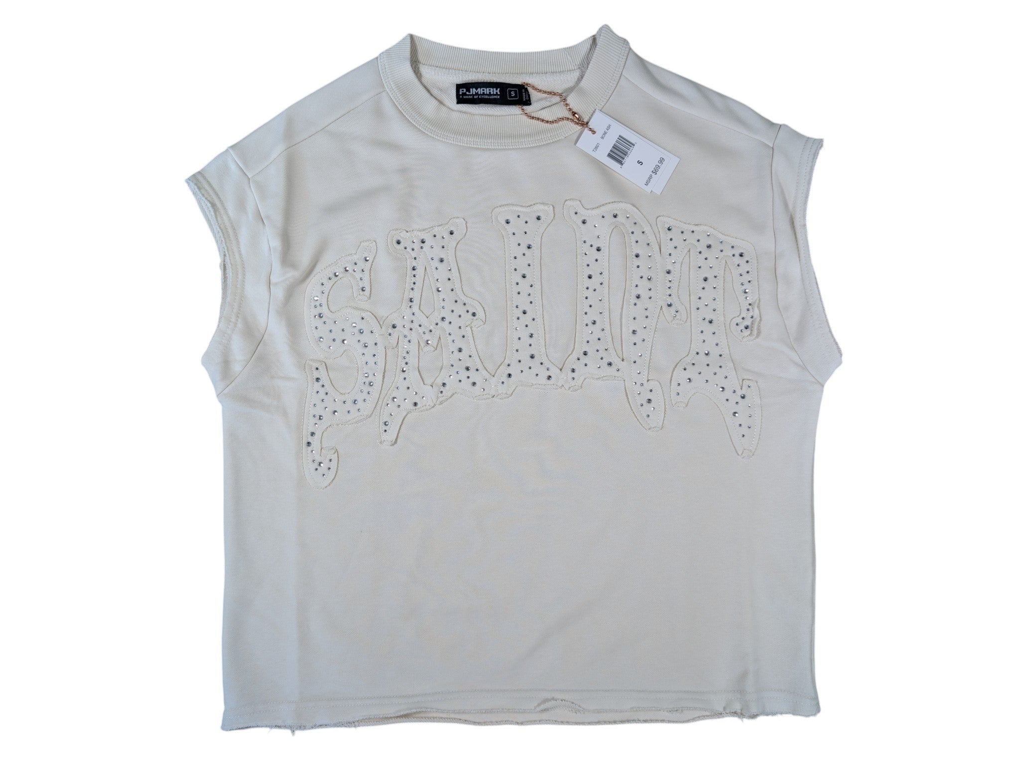 Bone Ash saint muscle sleeveless crop french terry  t shirt