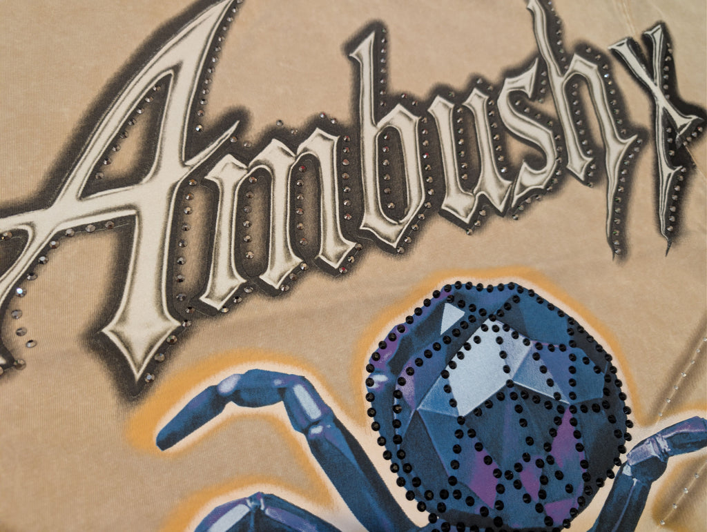 Men "Ambush X" OverSize Acid Washed Cotton Tee W/RhineStone