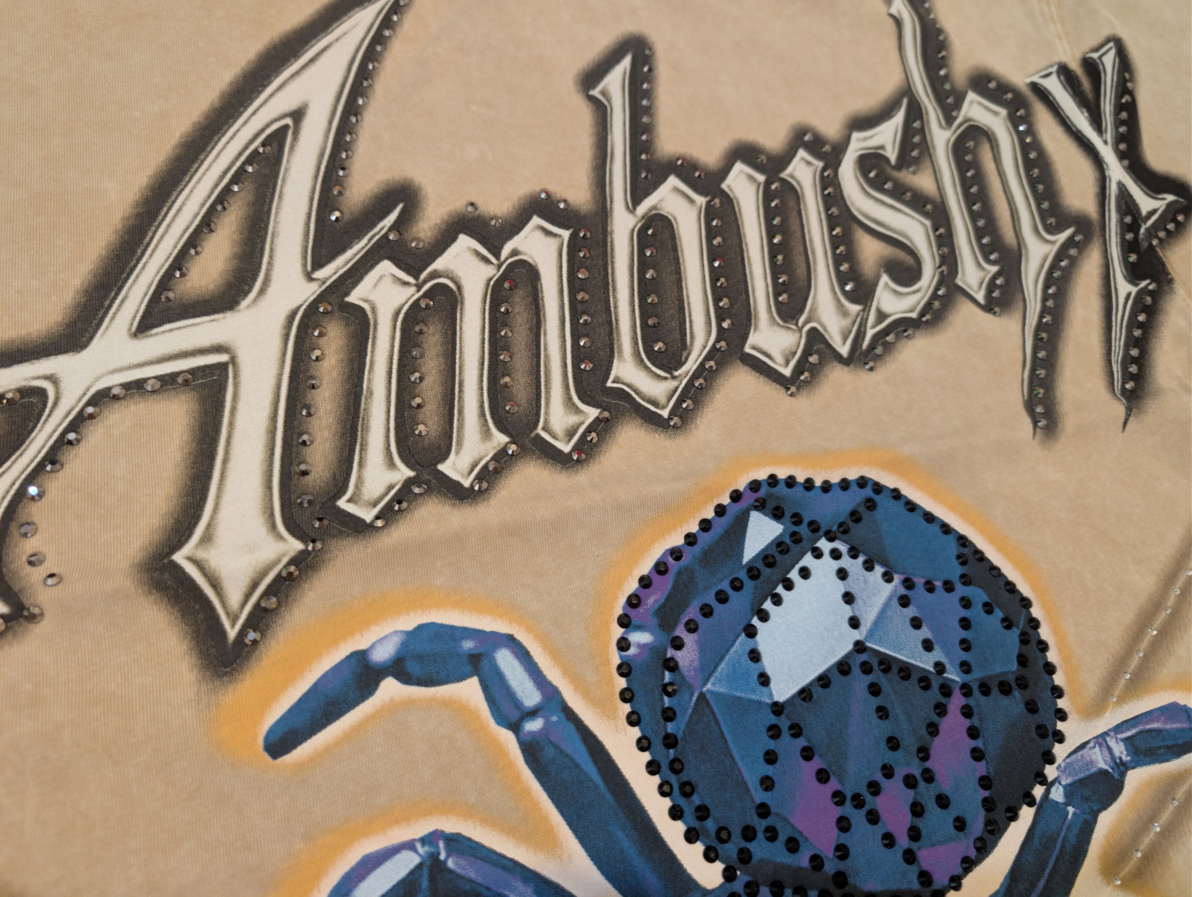 Men "Ambush X" OverSize Acid Washed Cotton Tee W/RhineStone