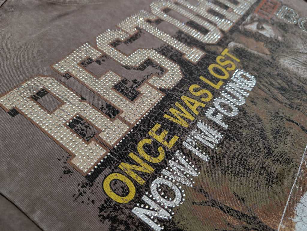 Men "RESTORED" OVERSIZE TEE W/Transparent Stones