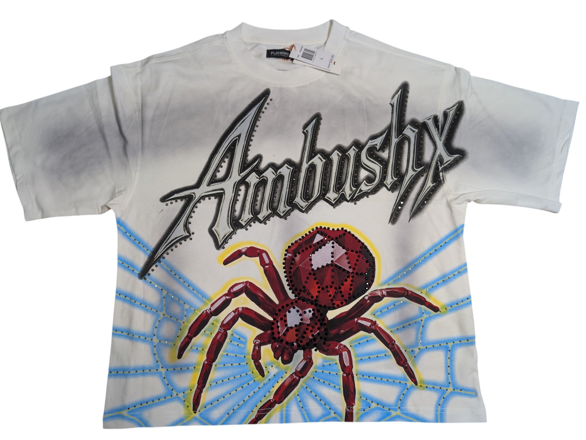 Men "Ambush X" OverSize Acid Washed Cotton Tee W/RhineStone