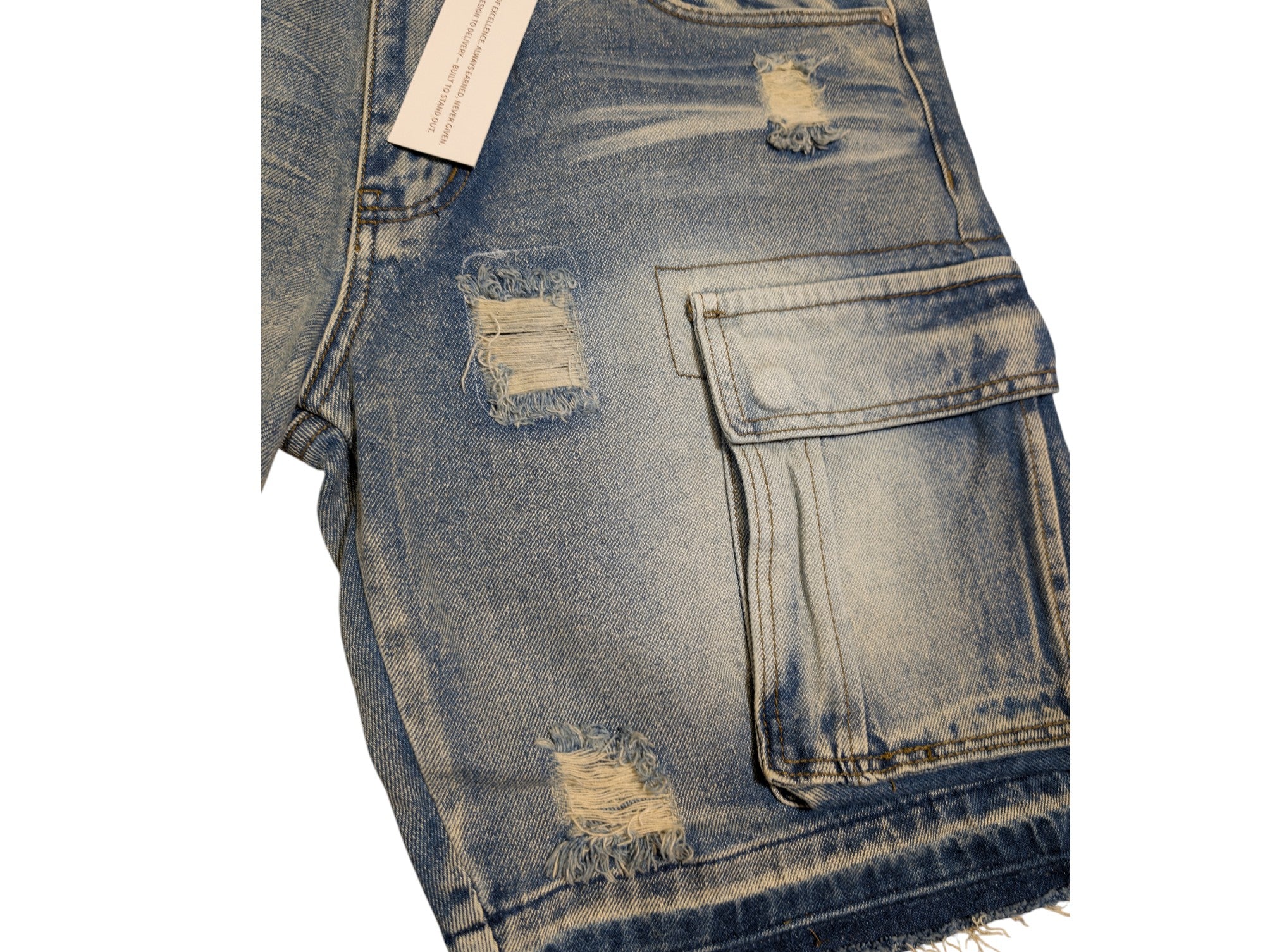 Men Premium Denim & Twill Cargo Shorts.