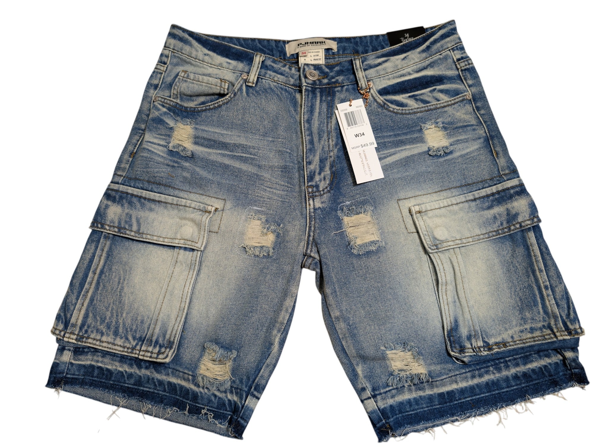 Men Premium Denim & Twill Cargo Shorts.