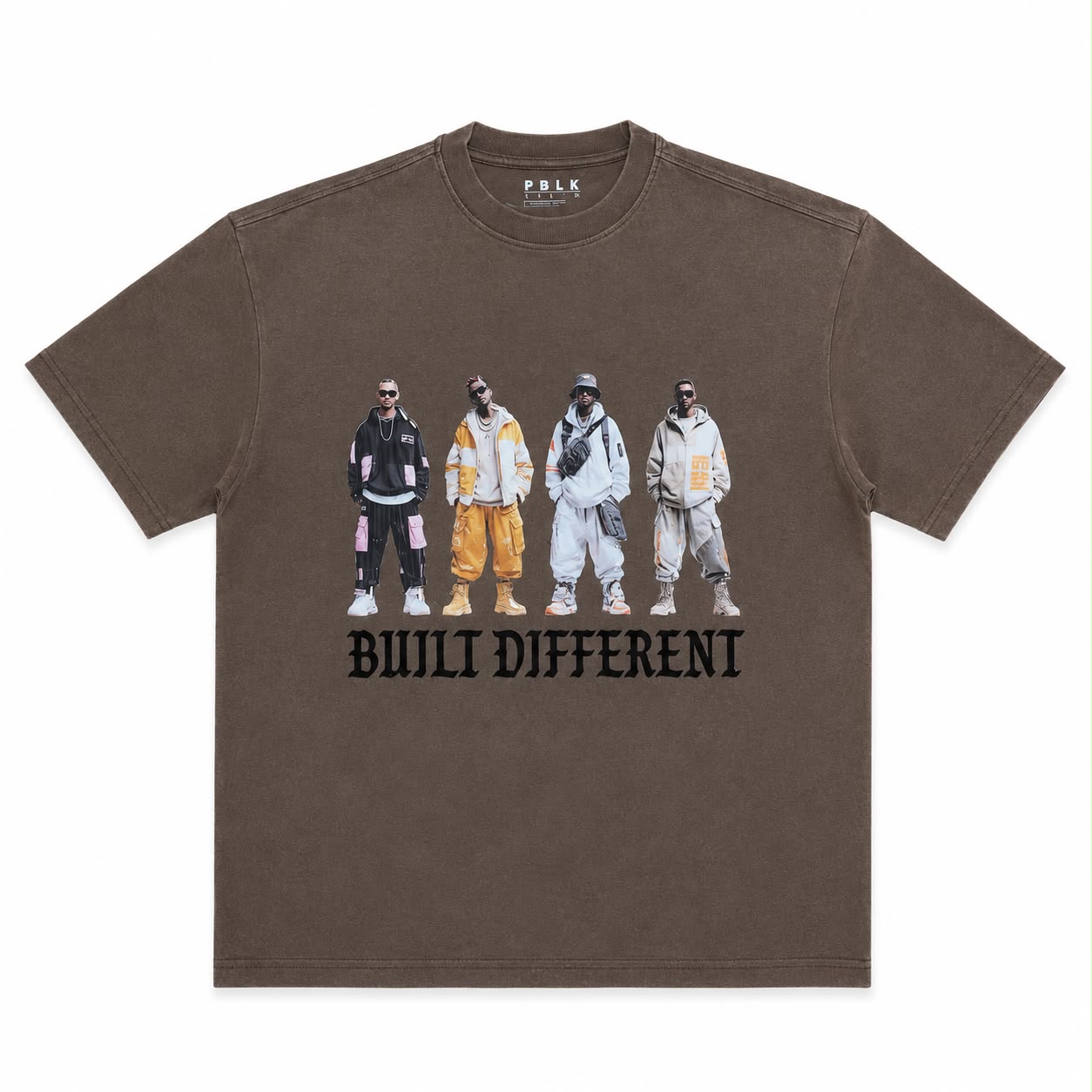 Men "Built Different" Graphic Tee – Heavyweight Washed Streetwear T-Shirt