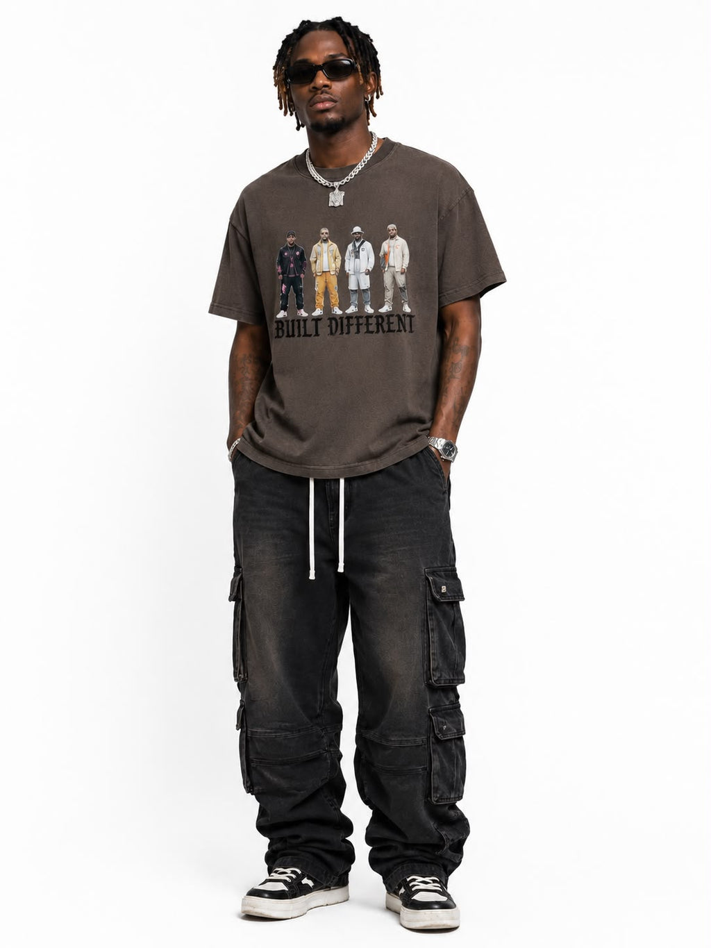 Men "Built Different" Graphic Tee – Heavyweight Washed Streetwear T-Shirt