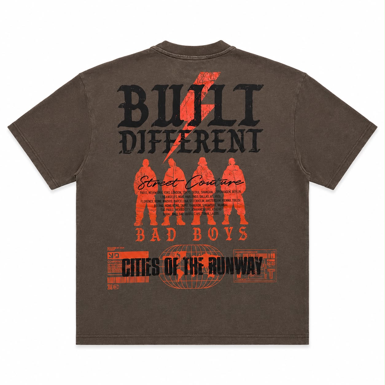 Men "Built Different" Graphic Tee – Heavyweight Washed Streetwear T-Shirt