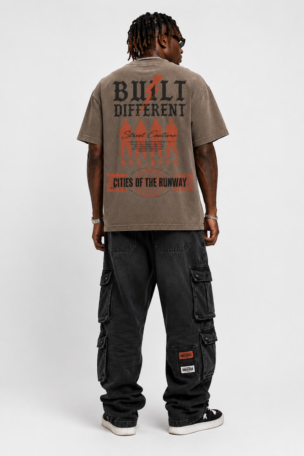 Men "Built Different" Graphic Tee – Heavyweight Washed Streetwear T-Shirt