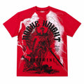 men "Rogue Knight" Red Graphic Tee – Heavyweight Lightning Archangel Judgement T-Shirt