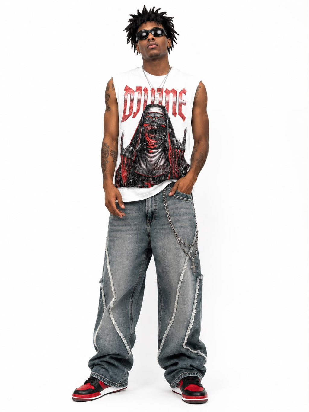 Men Over Sized Divine "Betrayed" Graphic Tee – Sleeveless Heavyweight Streetwear Tank Top