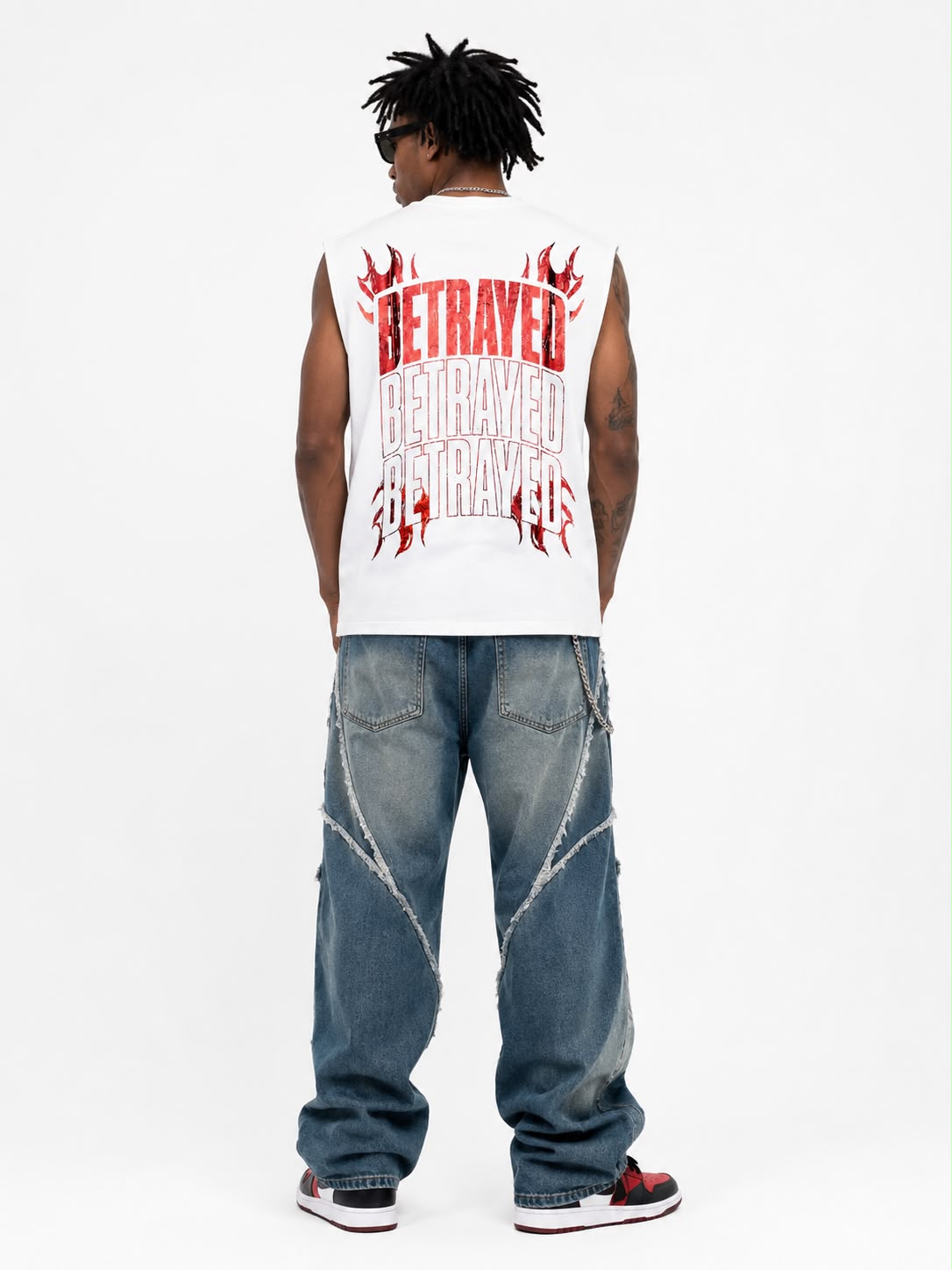 Men Over Sized Divine "Betrayed" Graphic Tee – Sleeveless Heavyweight Streetwear Tank Top