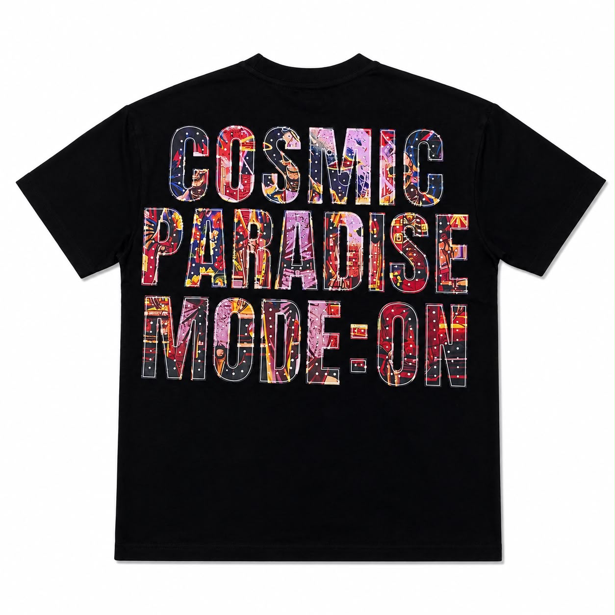 Men "Cosmic Paradise" Graphic Tee Regular Fit– Black Y2K Cyberpunk Skeleton Streetwear Heavy Weight T-shirt