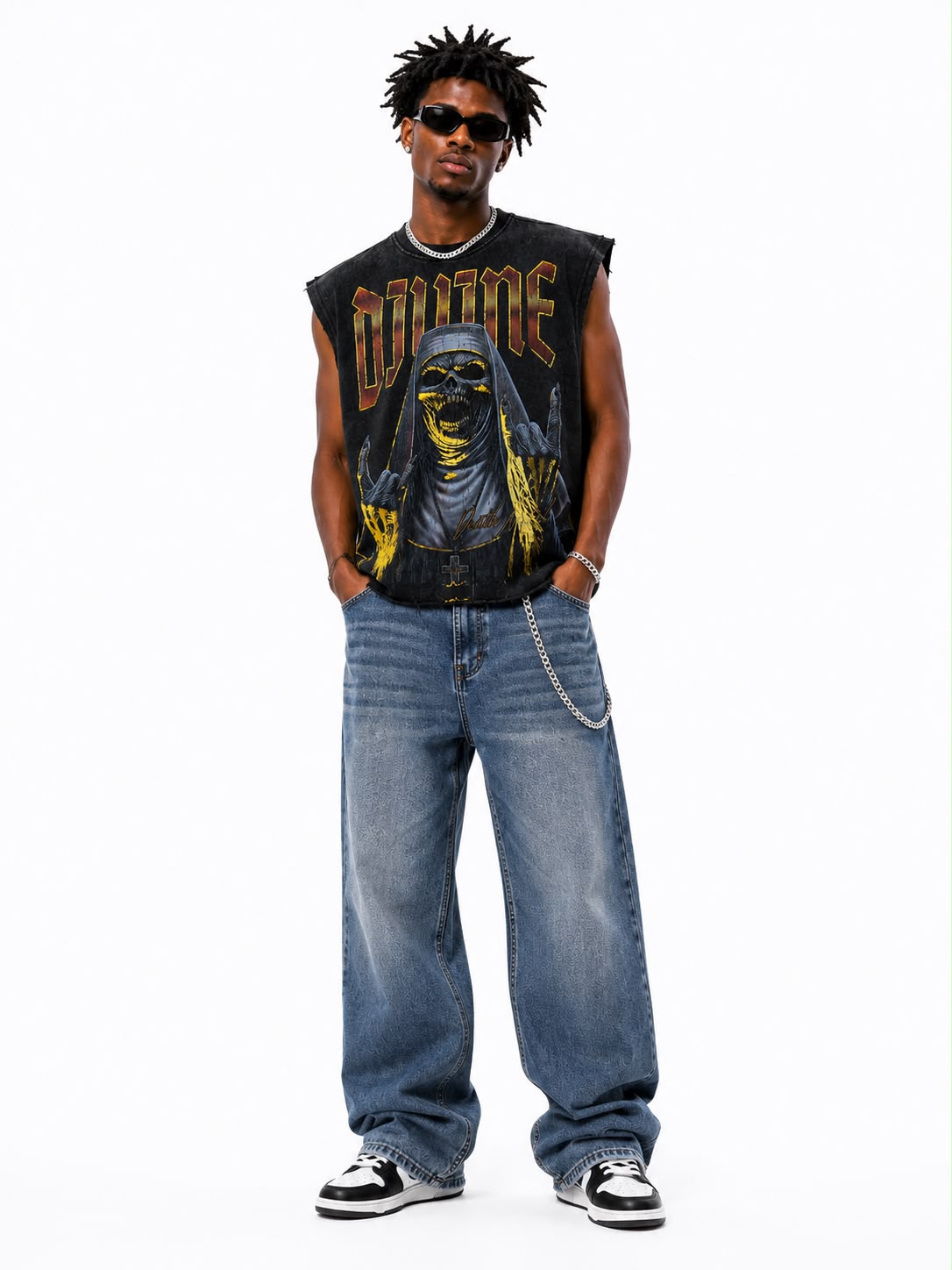 Men Over Sized Divine "Betrayed" Graphic Tee – Sleeveless Heavyweight Streetwear Tank Top