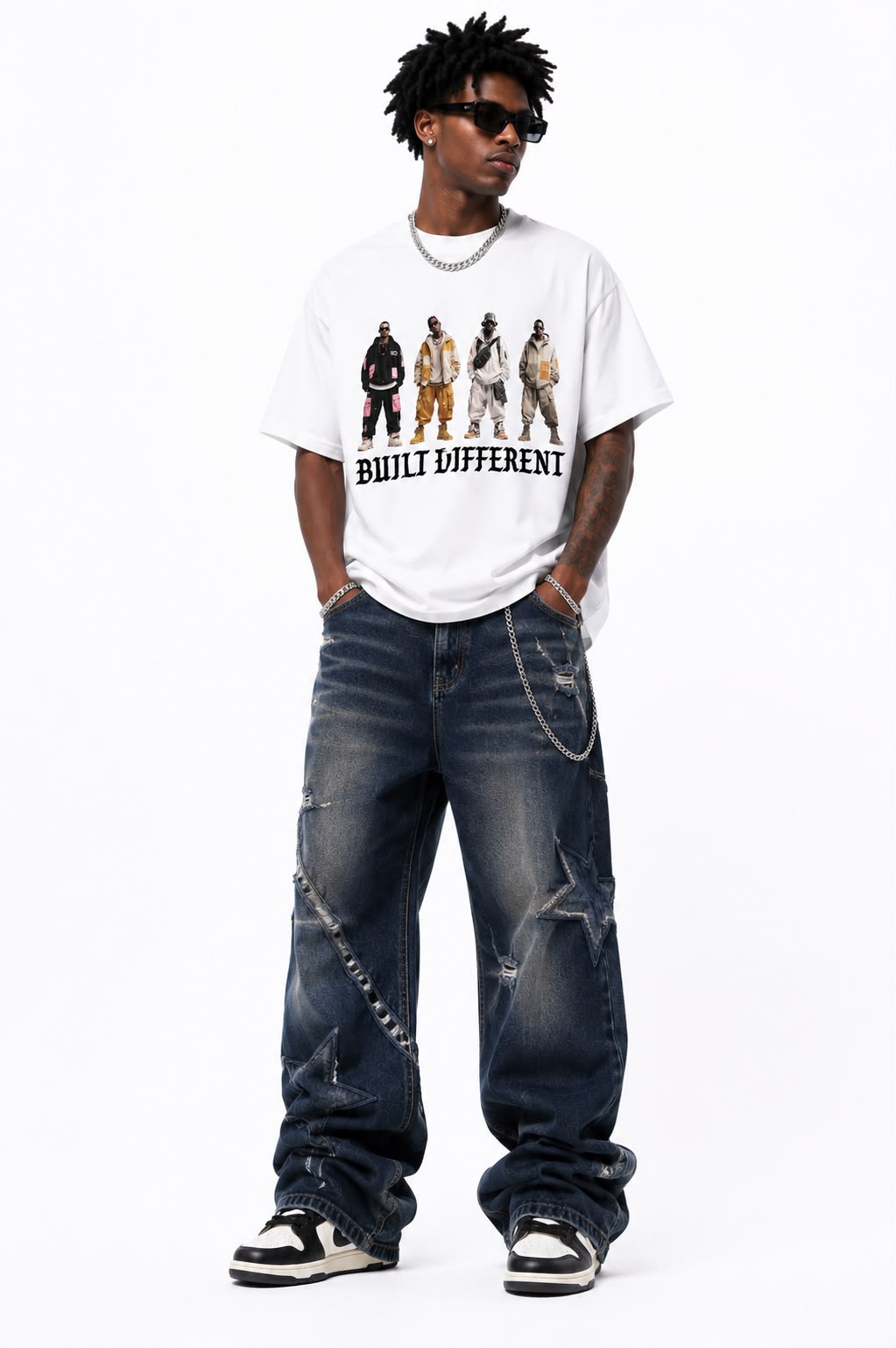 Men "Built Different" Graphic Tee – Heavyweight Washed Streetwear T-Shirt