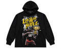 Men "Long Live The Hustle" Graphic Hoodie – Black Heavyweight Football Skull Pull-Over