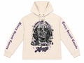 Men "In Money We Trust" Graphic Hoodie - Cream & Purple Skeleton Benjamin Franklin Streetwear Sweatshirt
