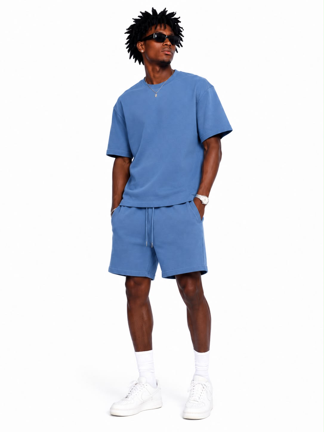 Men Premium Heavyweight Blank Set – Boxy Fit top with Zipper on pocket