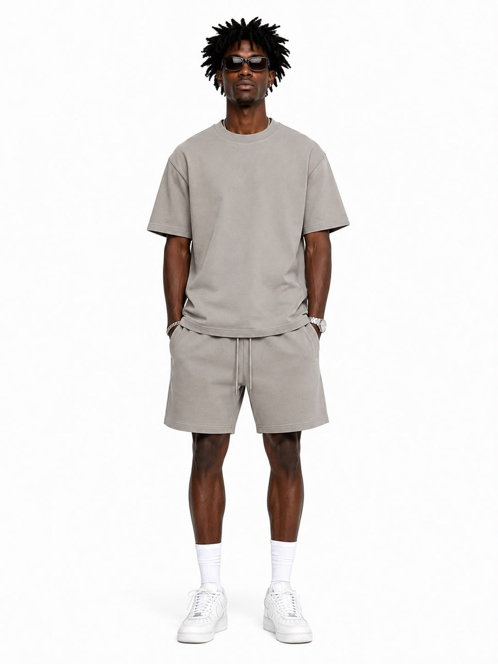 Men Premium Heavyweight Blank Set – Boxy Fit top with Zipper on pocket