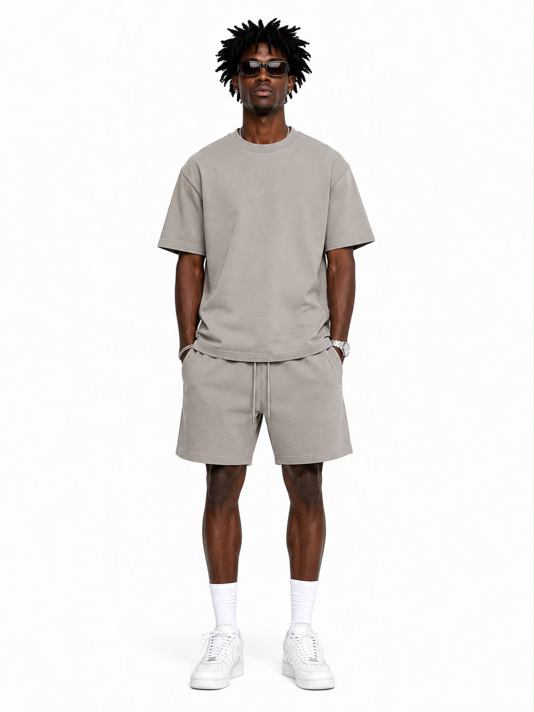 Men Premium Heavyweight Blank Set – Boxy Fit top with Zipper on pocket