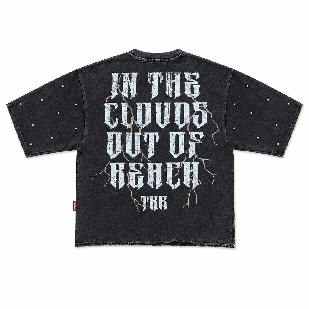 "Rodeo" Cropped Over Size Heavy Weight Street Wear Tee W/RhineStone & Stud