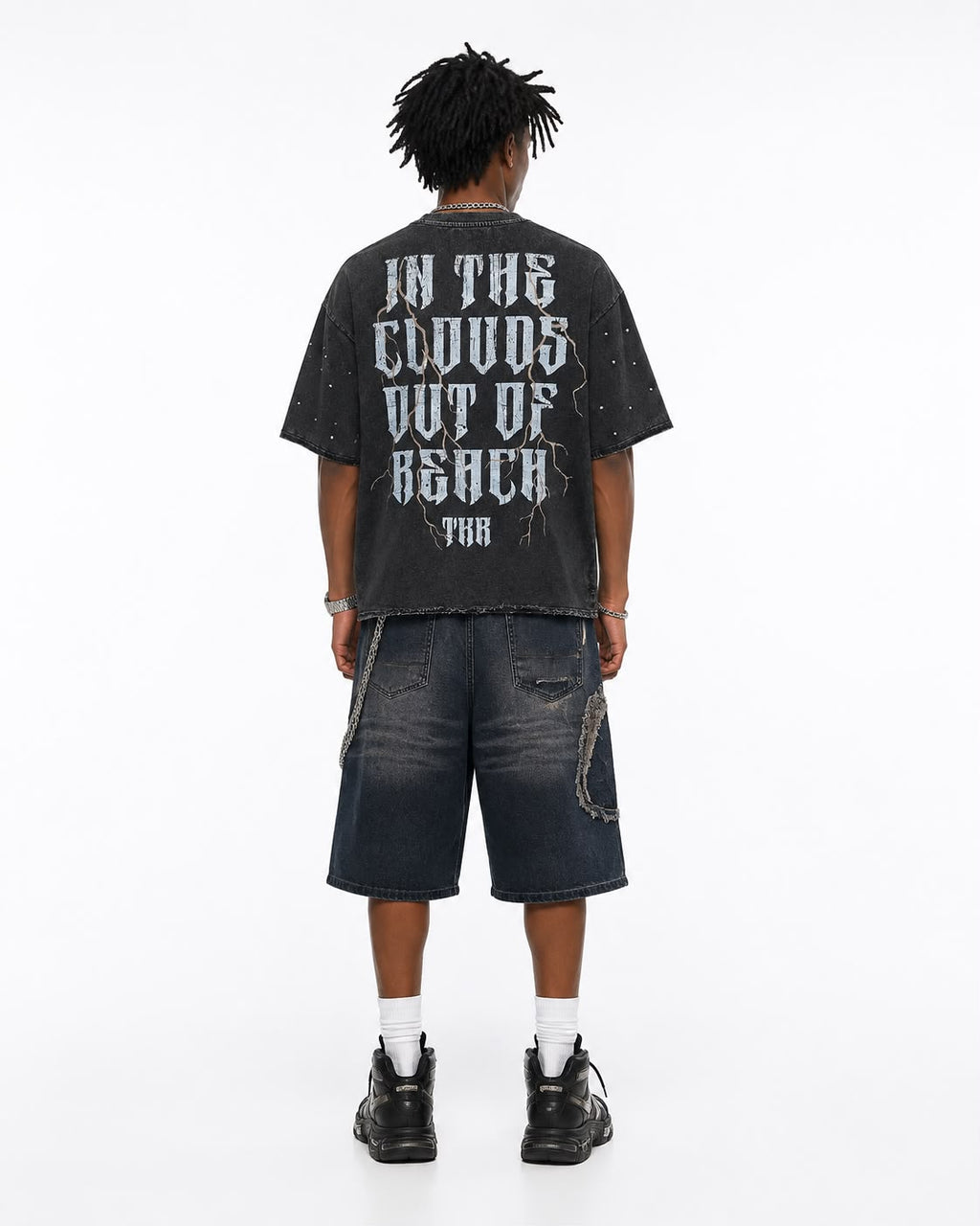 "Rodeo" Cropped Over Size Heavy Weight Street Wear Tee W/RhineStone & Stud