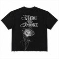 "Thru The Smoke" Cropped  Over Size Heavy Weight Street Wear Tee W/ Rhinestone