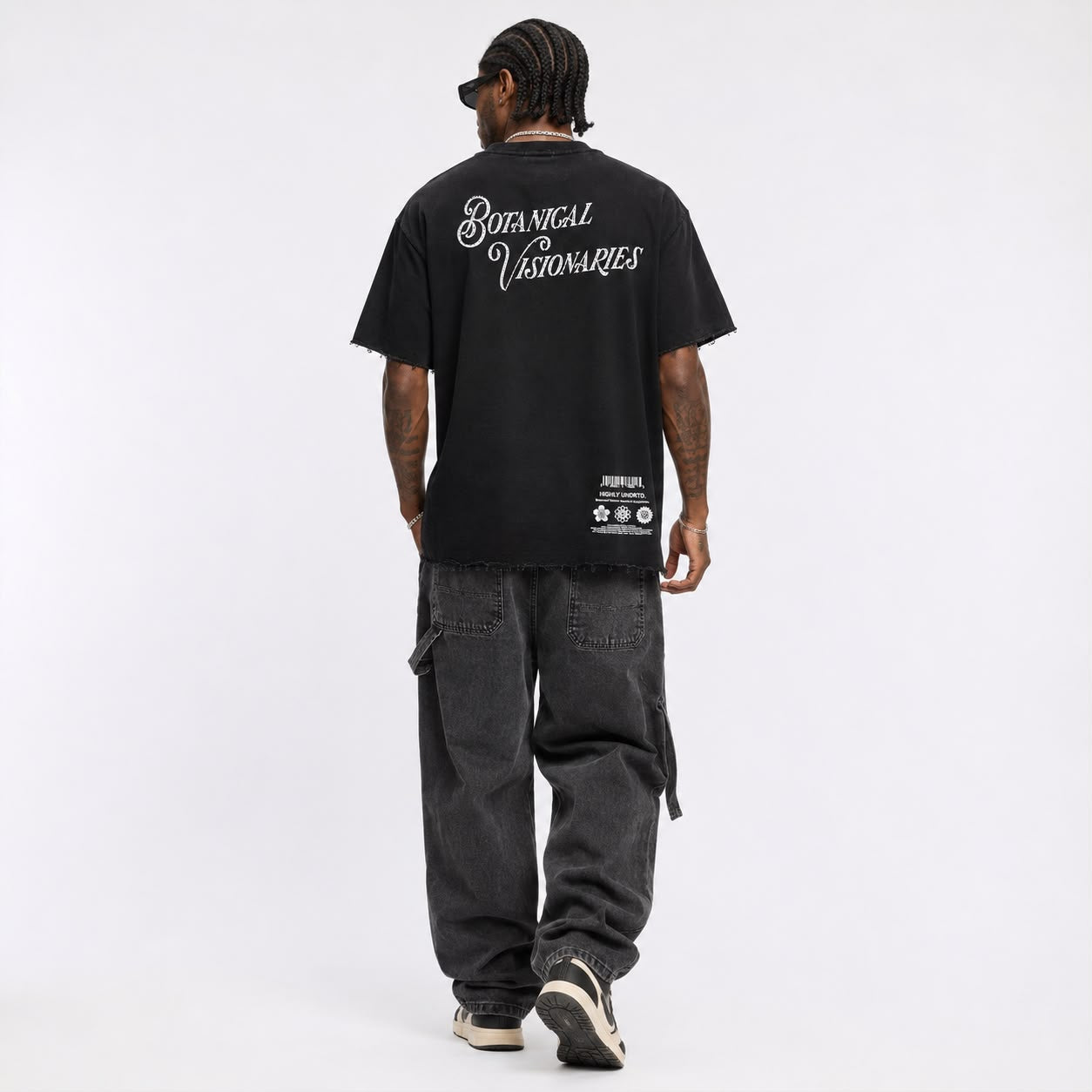 "Thru The Smoke" Cropped  Over Size Heavy Weight Street Wear Tee W/ Rhinestone