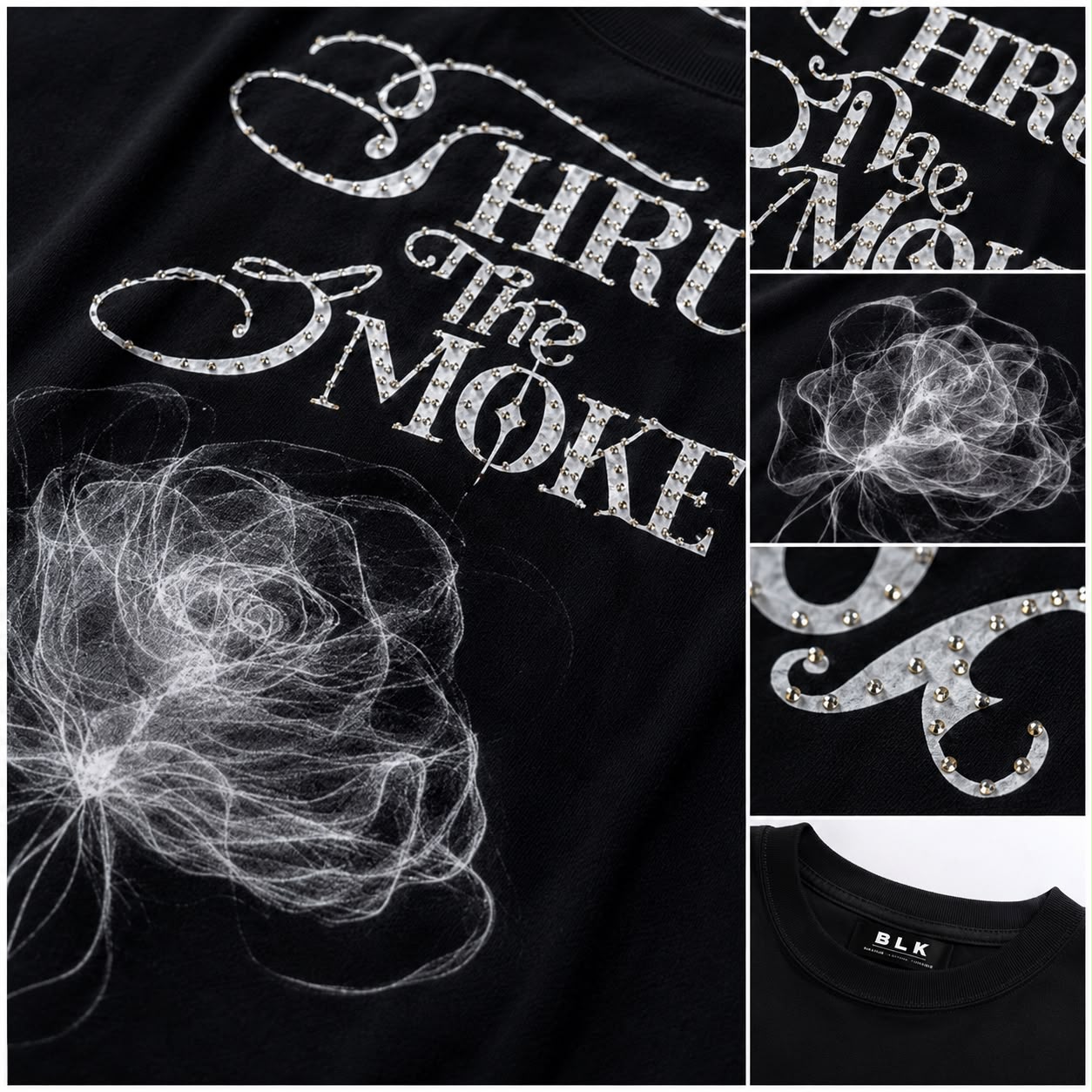 "Thru The Smoke" Cropped  Over Size Heavy Weight Street Wear Tee W/ Rhinestone