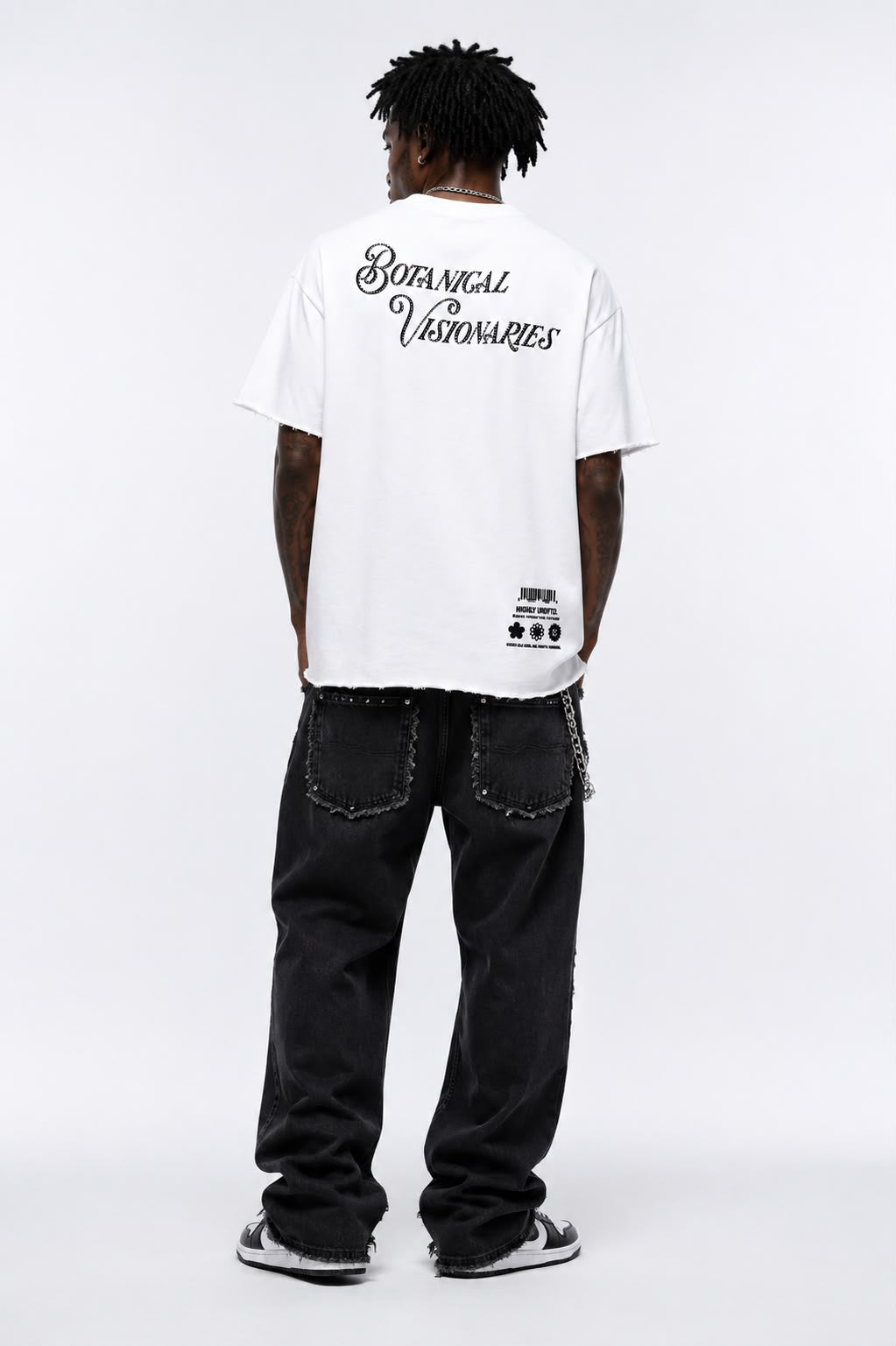 "Thru The Smoke" Cropped  Over Size Heavy Weight Street Wear Tee W/ Rhinestone