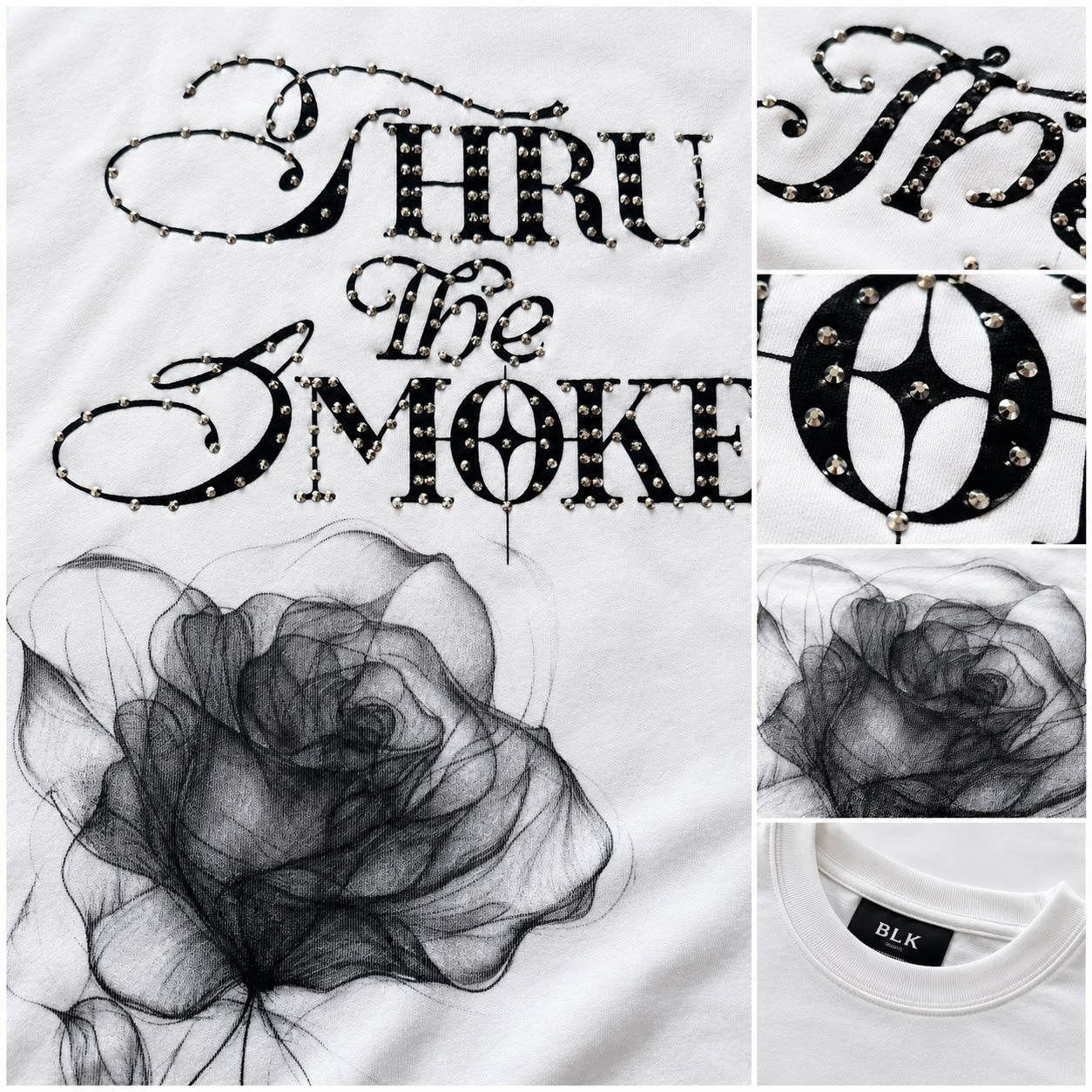 "Thru The Smoke" Cropped  Over Size Heavy Weight Street Wear Tee W/ Rhinestone