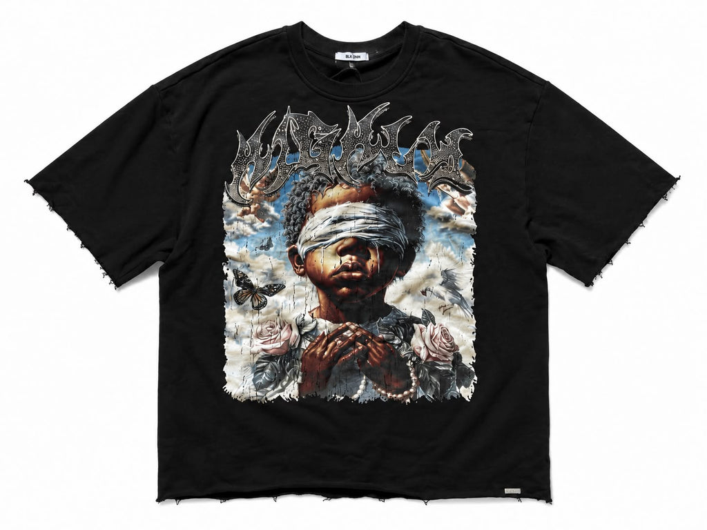 "Highly Existence" Cropped Over Size Heavy Weight Street Wear Tee W/RhineStone