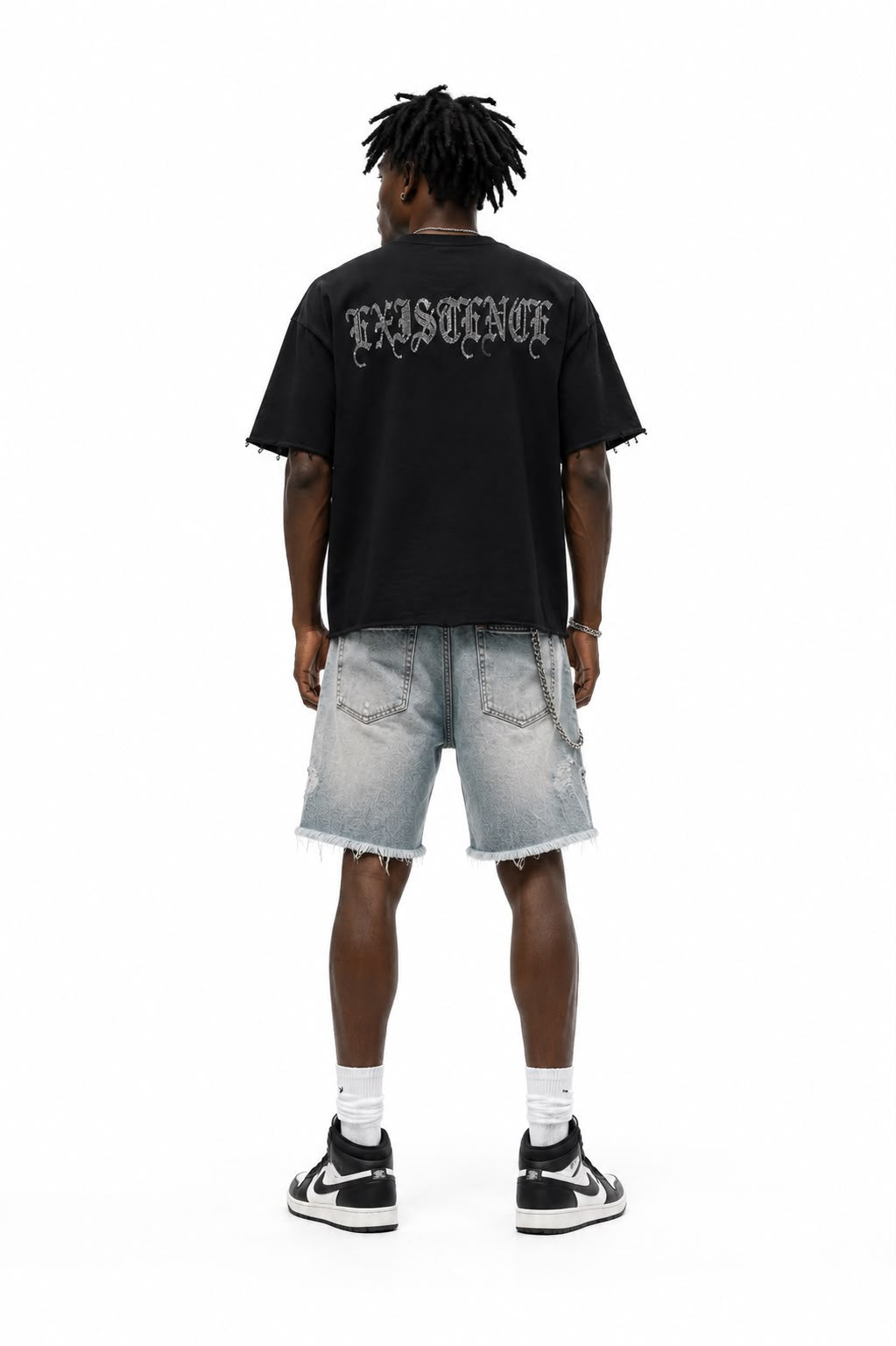 "Highly Existence" Cropped Over Size Heavy Weight Street Wear Tee W/RhineStone