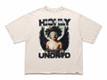 "Soul Rebel" Cropped Over Size Heavy Weight Street Wear Tee W/ Rhinestone & Stud